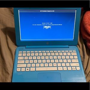 Hp mini, has a charger with it, blue, you have to download all the windows back